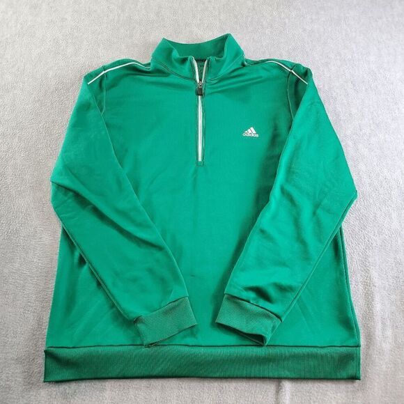 adidas Jacket Mens Medium Green Golf Track Raglan Sleeve Quarter Zip Sweater - Picture 1 of 10